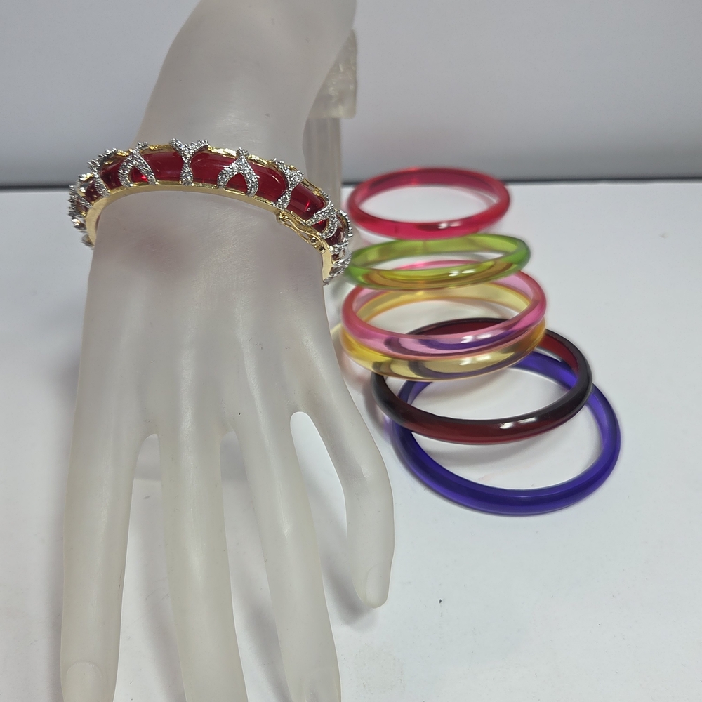 Interchangable Multicolored Plastic Bangle Bracel… - image 2